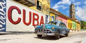 Vintage Car and Mural, Cuba | Obraz na stenu