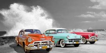 Cars in Avenida de Maceo, Havana, Cuba (BW) | Obraz na stenu