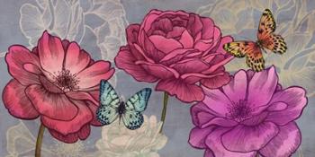 Roses and Butterflies (Ash) | Obraz na stenu