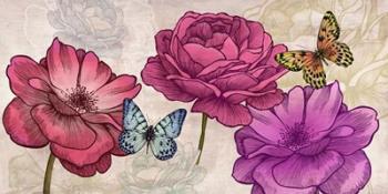 Roses and Butterflies (Neutral) | Obraz na stenu