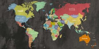Modern Map of the World  (chalkboard, detail) | Obraz na stenu