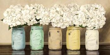 Hydrangeas in Mason Jars | Obraz na stenu