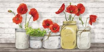 Poppies in Mason Jars | Obraz na stenu