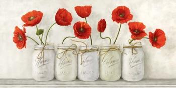 Red Poppies in Mason Jars | Obraz na stenu