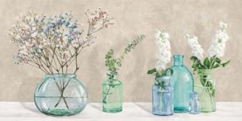 Floral Setting with Glass Vases | Obraz na stenu
