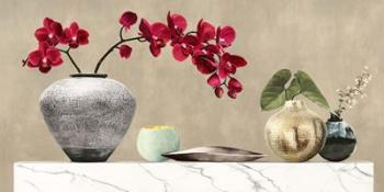 Red Orchids on White Marble | Obraz na stenu
