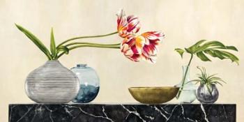 Floral Setting on Black Marble | Obraz na stenu