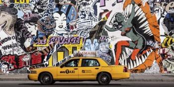 Taxi and Mural Painting in Soho, NYC | Obraz na stenu