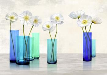 Poppies in crystal vases (Aqua palette) | Obraz na stenu