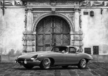 Roadster in front of Classic Palace (BW) | Obraz na stenu