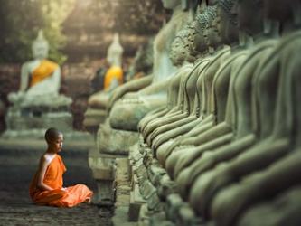 Young Buddhist Monk praying, Thailand | Obraz na stenu