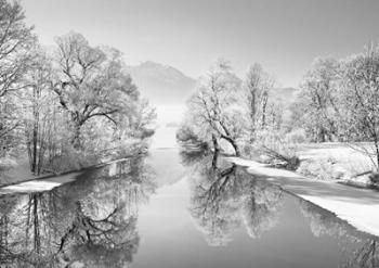 Winter landscape at Loisach, Germany (BW) | Obraz na stenu