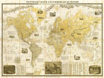 Gilded 1859 Map of the World | Obraz na stenu