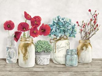 Floral Composition with Mason Jars | Obraz na stenu
