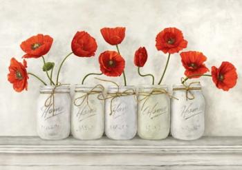 Red Poppies in Mason Jars | Obraz na stenu