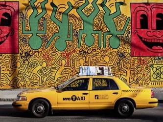 Taxi and Mural painting, NYC | Obraz na stenu