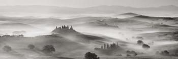 Val d'Orcia panorama, Siena, Tuscany (BW) | Obraz na stenu