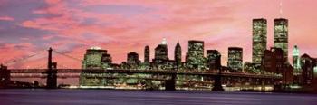 Manhattan at Night - Pink Sky | Obraz na stenu