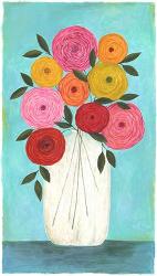 Bright Flowers - Teal Background I | Obraz na stenu