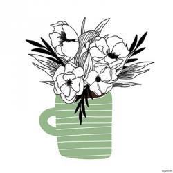 Green Flower Mug | Obraz na stenu