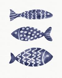 Three Blue Fish on White | Obraz na stenu