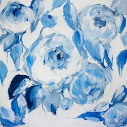Blue and White Peonies | Obraz na stenu