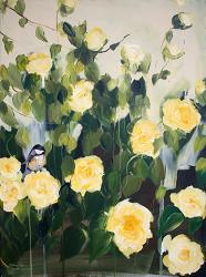 Bird on Roses | Obraz na stenu