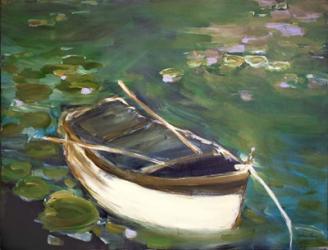 Rowboat with Lily Pads | Obraz na stenu