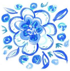 Blue Aqua Painterly Floral | Obraz na stenu