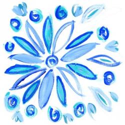 Blue Aqua Painterly Floral II | Obraz na stenu