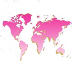 World Map Pink & Gold | Obraz na stenu