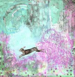 Rabbit and Purple Flowers | Obraz na stenu