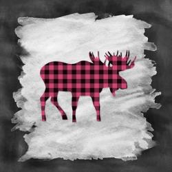 Pink Plaid Moose | Obraz na stenu