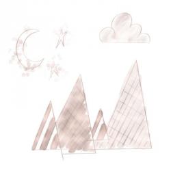 Moon and Mountains Pink | Obraz na stenu