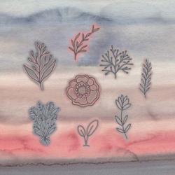 Blue Pink Watercolor and Floral | Obraz na stenu