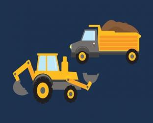 Construction Wash Brush Trucks | Obraz na stenu