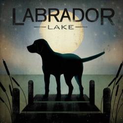 Moonrise Black Dog - Labrador Lake | Obraz na stenu