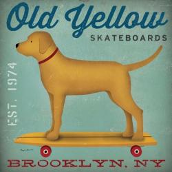 Golden Dog on Skateboard | Obraz na stenu