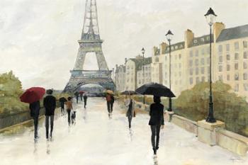 Eiffel in the Rain Marsala Umbrella | Obraz na stenu