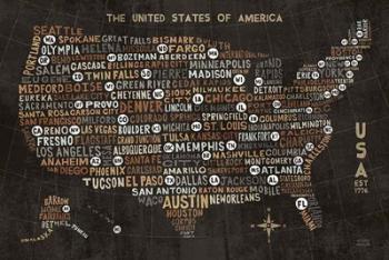 US City Map Black | Obraz na stenu