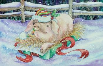 Christmas Pig | Obraz na stenu