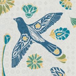 Nordic Woodcut Bird IFII | Obraz na stenu