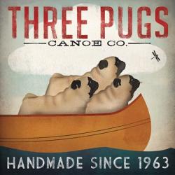 Three Pugs in a Canoe | Obraz na stenu