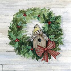 Holiday Wreath III on Wood | Obraz na stenu