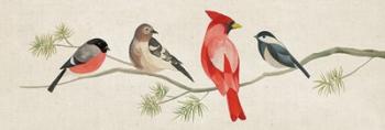 Festive Birds Panel I Linen | Obraz na stenu