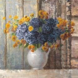 Fall Dahlia Bouquet Crop Blue | Obraz na stenu