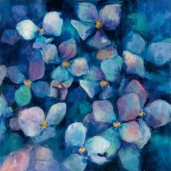 Midnight Blue Hydrangeas with Gold | Obraz na stenu