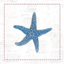 Navy Starfish on Newsprint with Red | Obraz na stenu