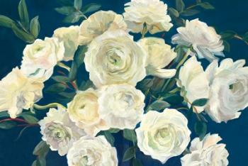 Roses in Cobalt Vase Indigo Crop | Obraz na stenu
