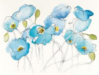 Black Line Poppies III Watercolor | Obraz na stenu